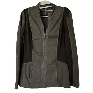 XCVI Utility Jacket Womens XS Olive Green Full Zip Collared Lagenlook Casual‎